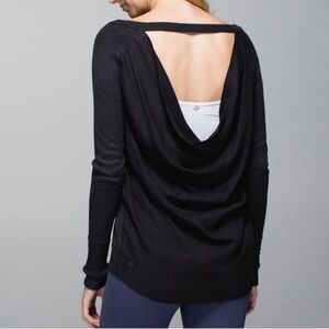 Lululemon Unity Pullover Drape-Back Sweater in Heathered Black